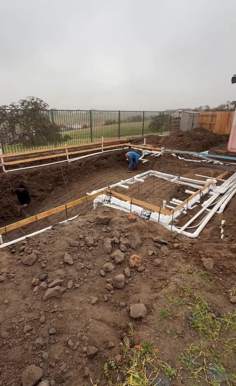Electrical and plumbing phase of a CJR pool project