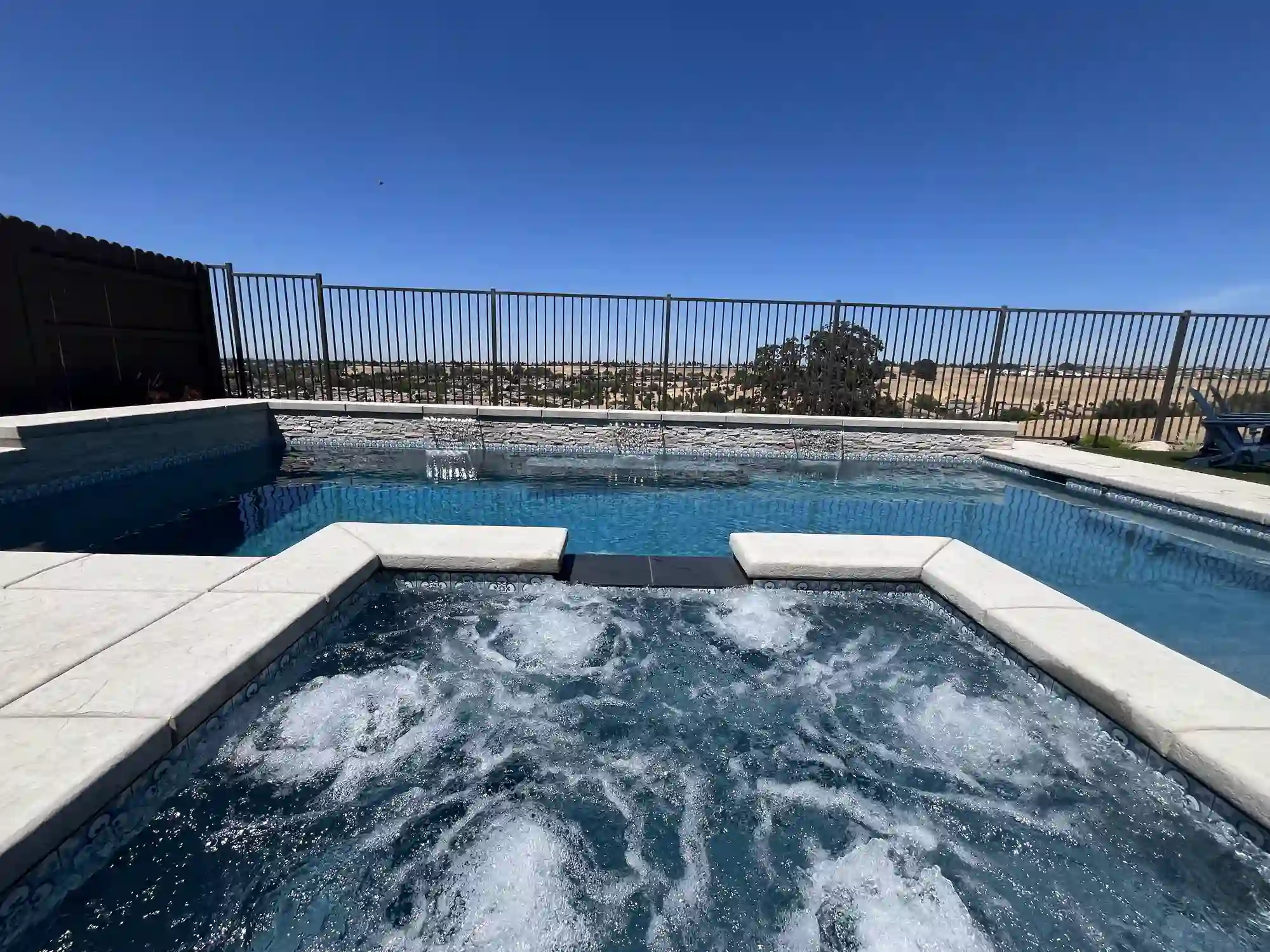 Completed custom pool and spa by CJR in Rocklin, California